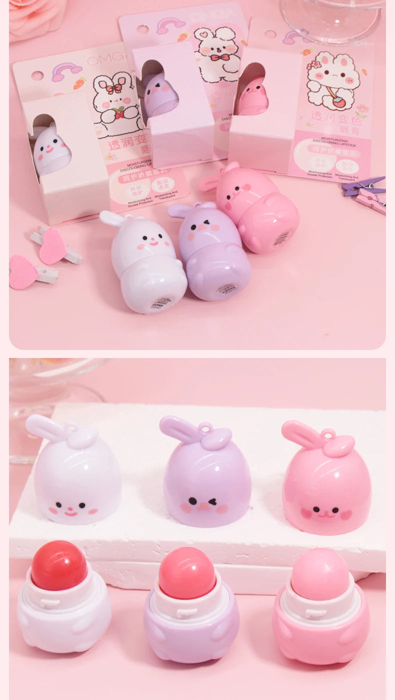 Goody Bunny Lip Balm Color Changing Moisturizing Repairing Lipstick Waterproof Anti-Dry Cracked Warm Change Lipstick