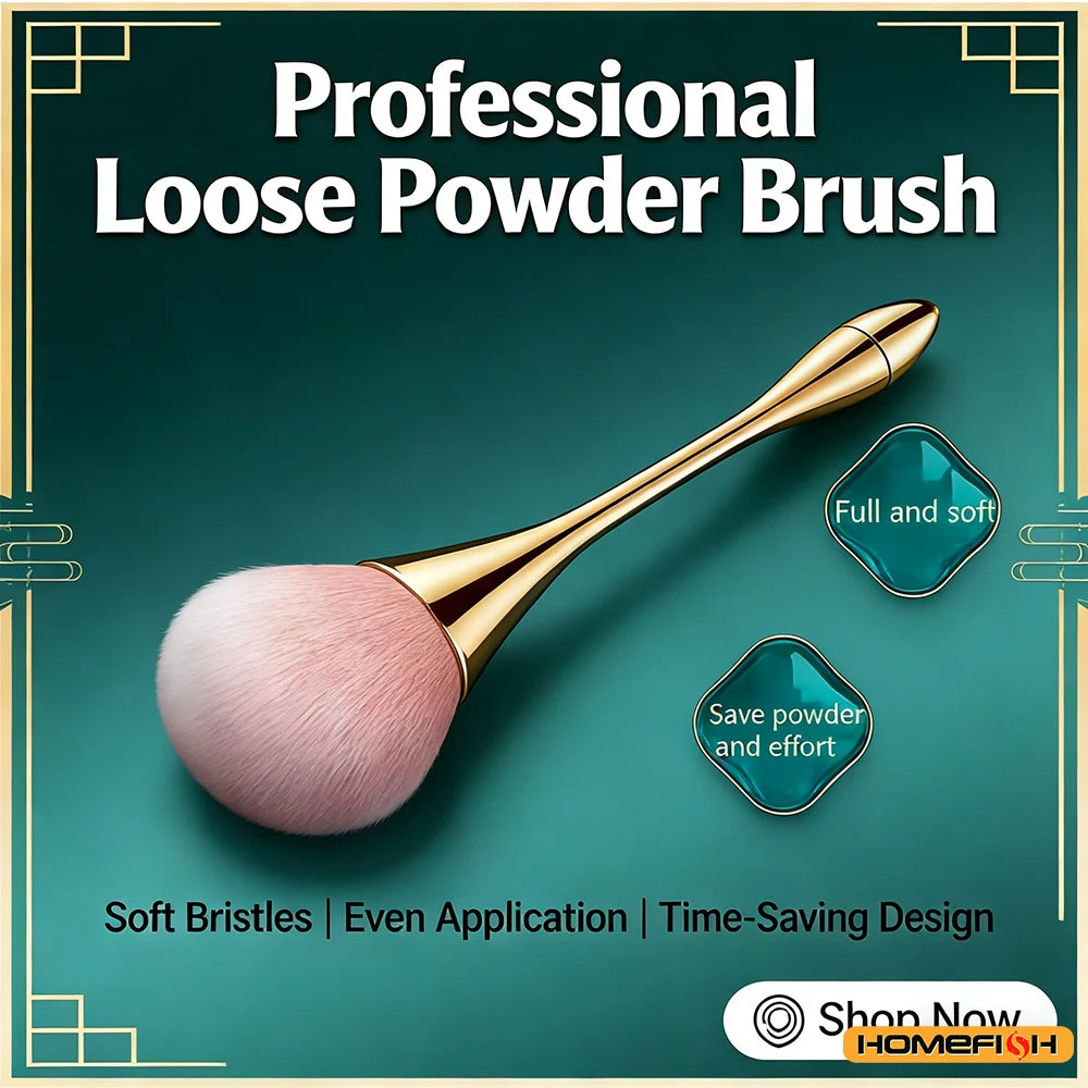 Small Fluffy Soft Powder Brush for Blush & Setting Powder – Waist-Shaped Handle, Beauty Tool
