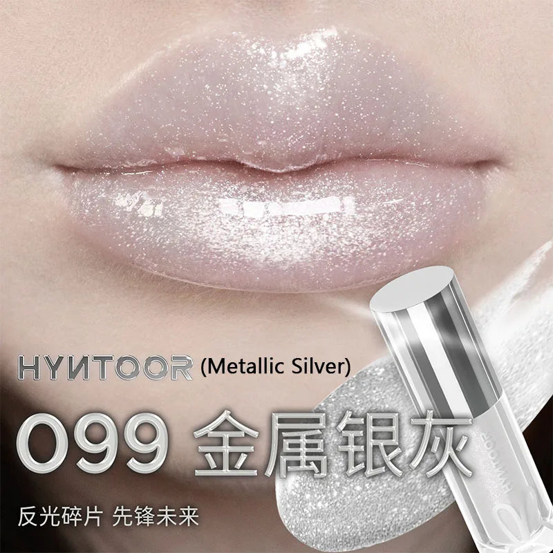 HYNTOOR Goth Lip Gloss Mirror Moist Nude Grey Black Silvery Fine Flash Low Saturation Lip Glaze Lasting Halloween Lip Makeup