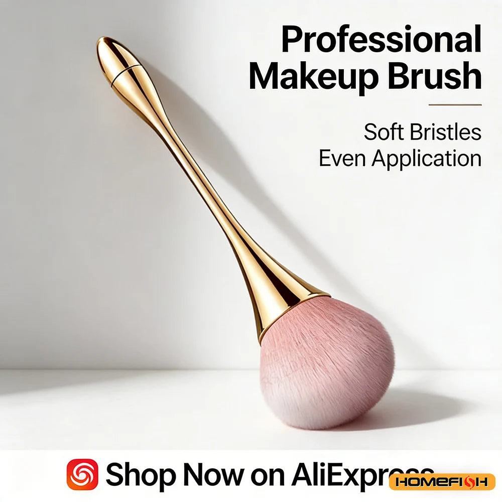 Small Fluffy Soft Powder Brush for Blush & Setting Powder – Waist-Shaped Handle, Beauty Tool