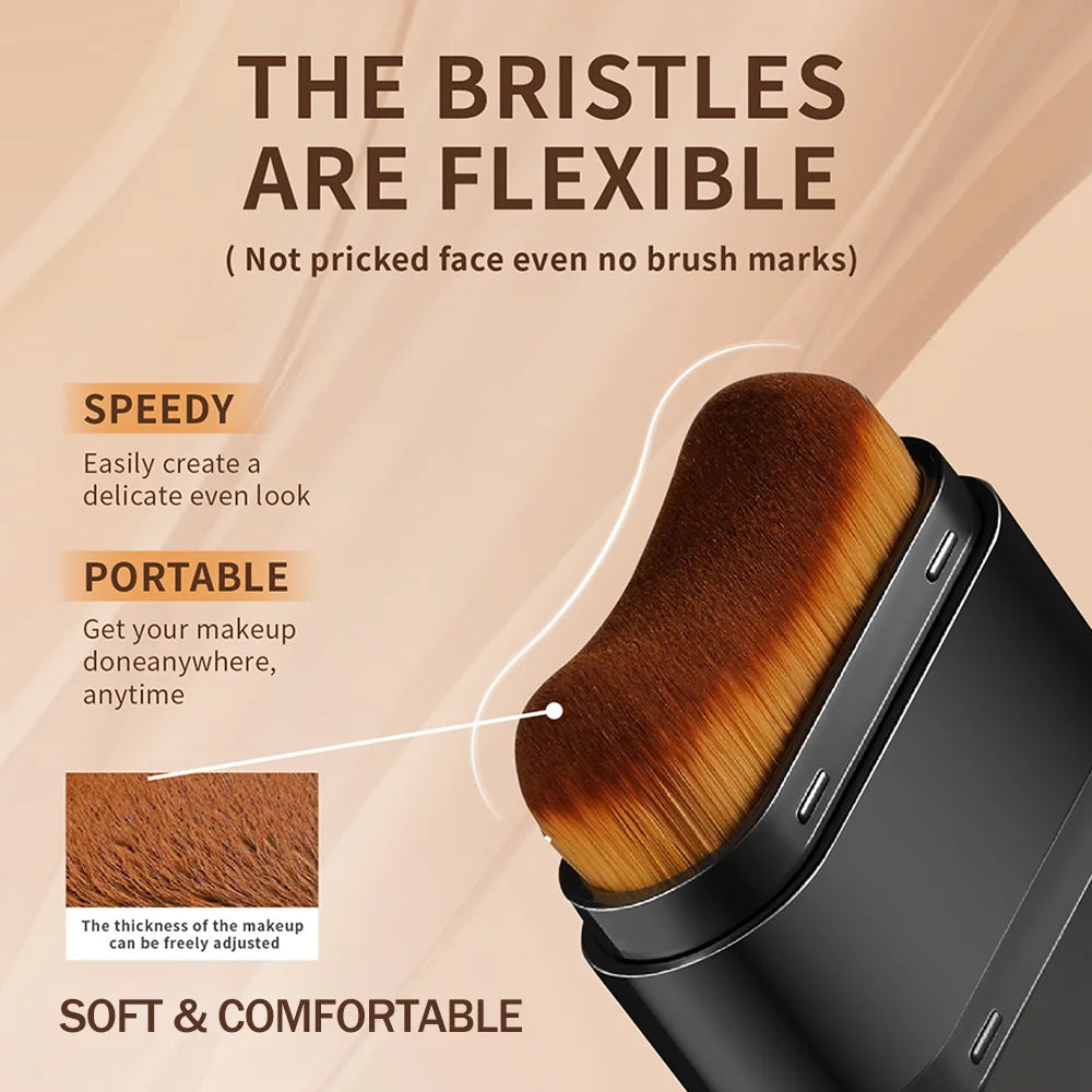 Dual-Head Foundation Stick | Built-in Brush, One-Step Application & Touch-Up, Lightweight & Long-Lasting, No Cakey