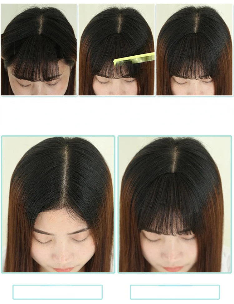 Synthetic Air Bangs Hair Clip-In Extension Heat Resistant Invisible Hairpiece Women Natural Black Bangs Hair Clip Hair Extension