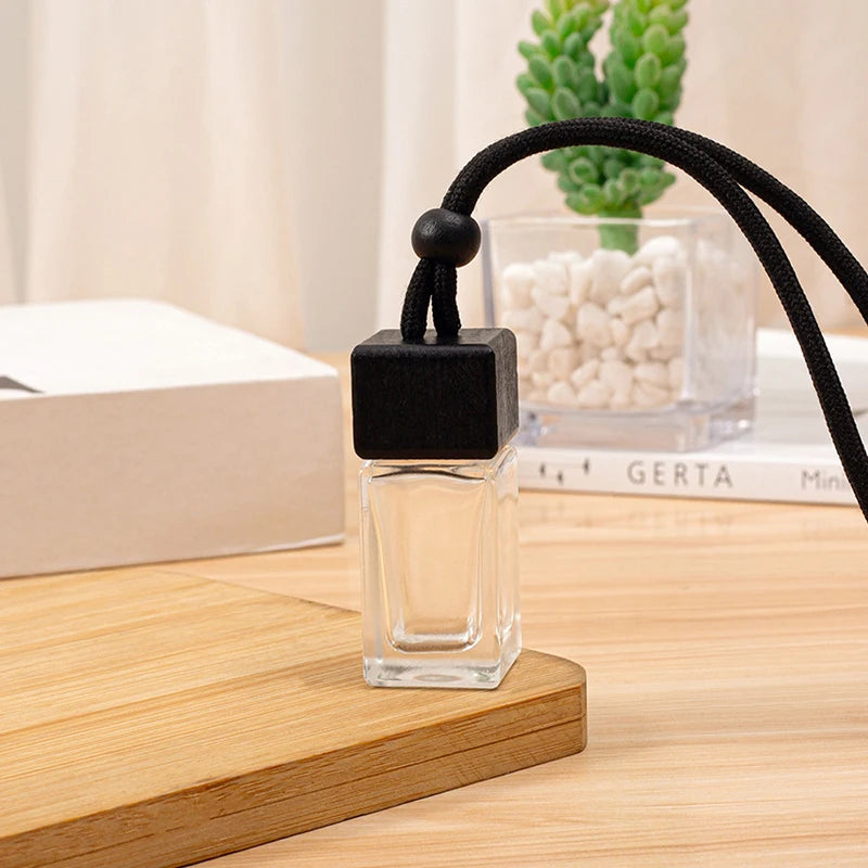 1PC Dyed Square Cap Black Cap Empty Bottle Car Essential Oil Diffuser Fragrance Air Freshener Scent Perfume Bottle Ornament