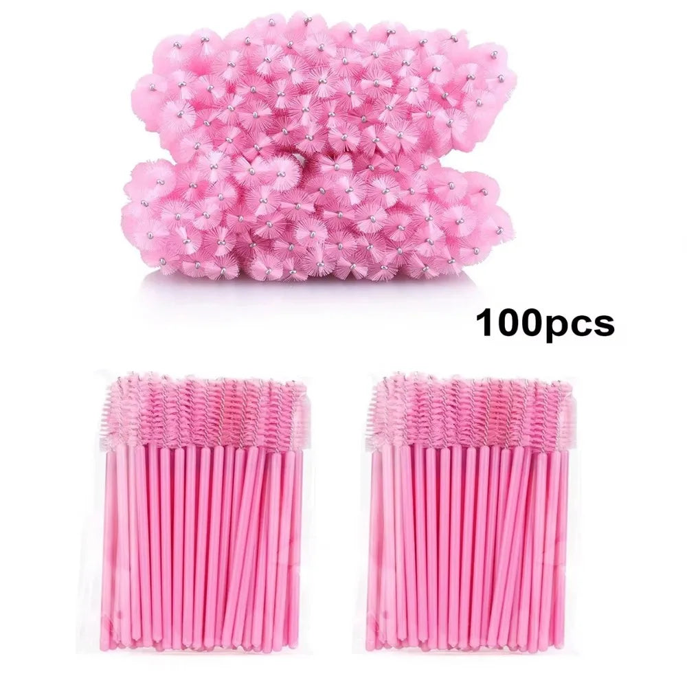 100Pcs Disposable Eyelash Brushes Spoolie Mascara Wands For Eyelash Extension Household Salon Cosmetic Supply