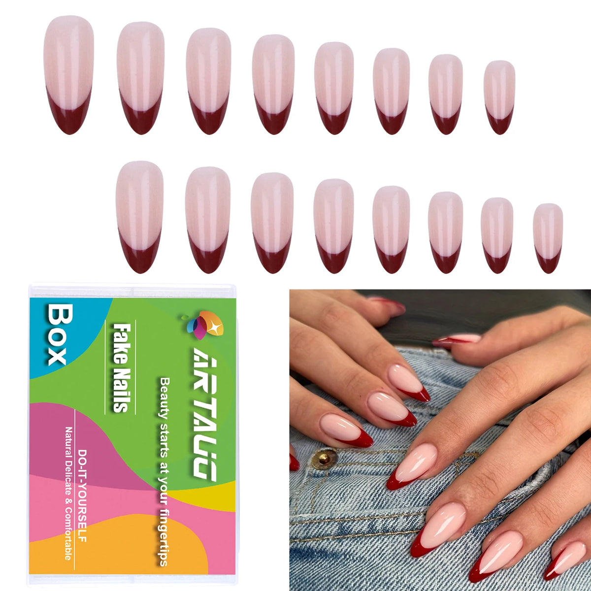 120pcs -box Almond White French Fake Nails for Stylish Women & Girls, Perfect for Daily Chic or Party Celebrations