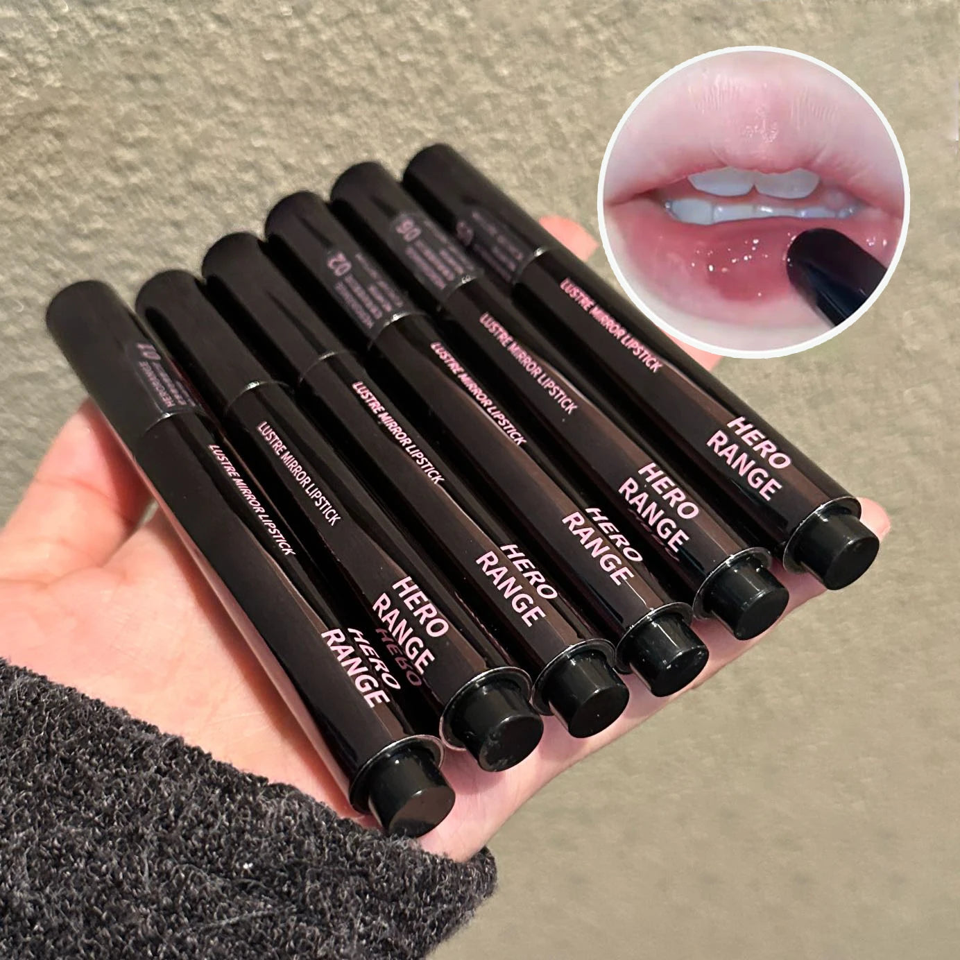 HERORANGE Push-button Mirror Lipstick Moisturizing Long-lasting Lip Glaze Lipstick