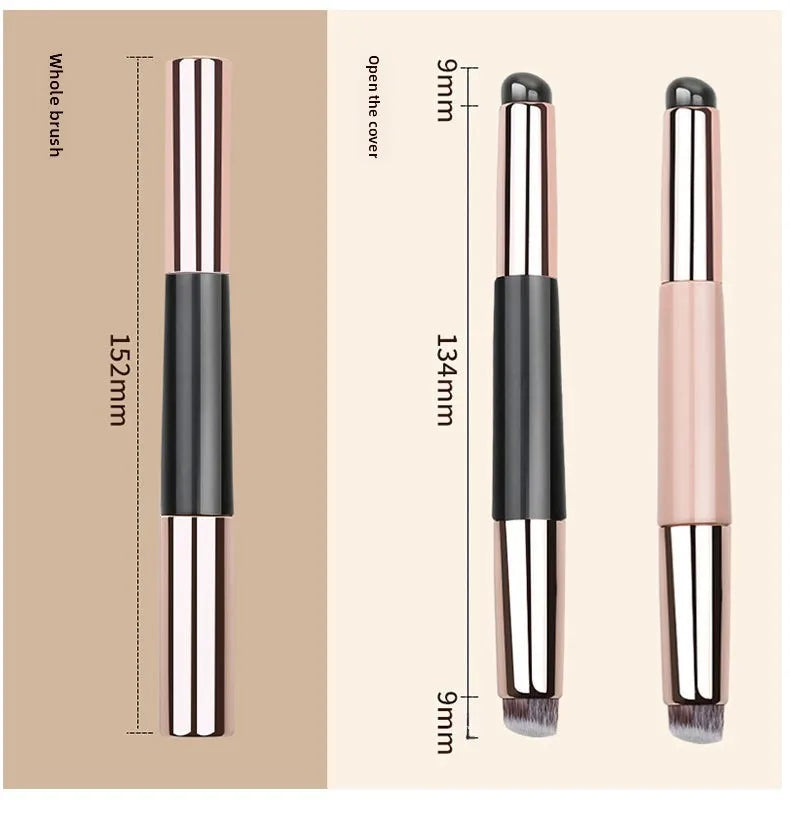 2 In 1 Silicone Lip Brush Concealer Brush Wooden Handle Lipstick Lip Balm Applicator with Cap Travel Makeup Brush Beauty Tools