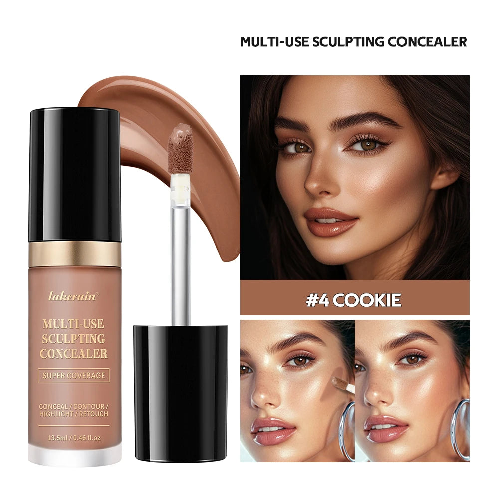 Long-lasting Coverage Concealer Matte Foundation Multi-Use Cream Oil Free Highlight and Retouch Face Makeup Products for Women