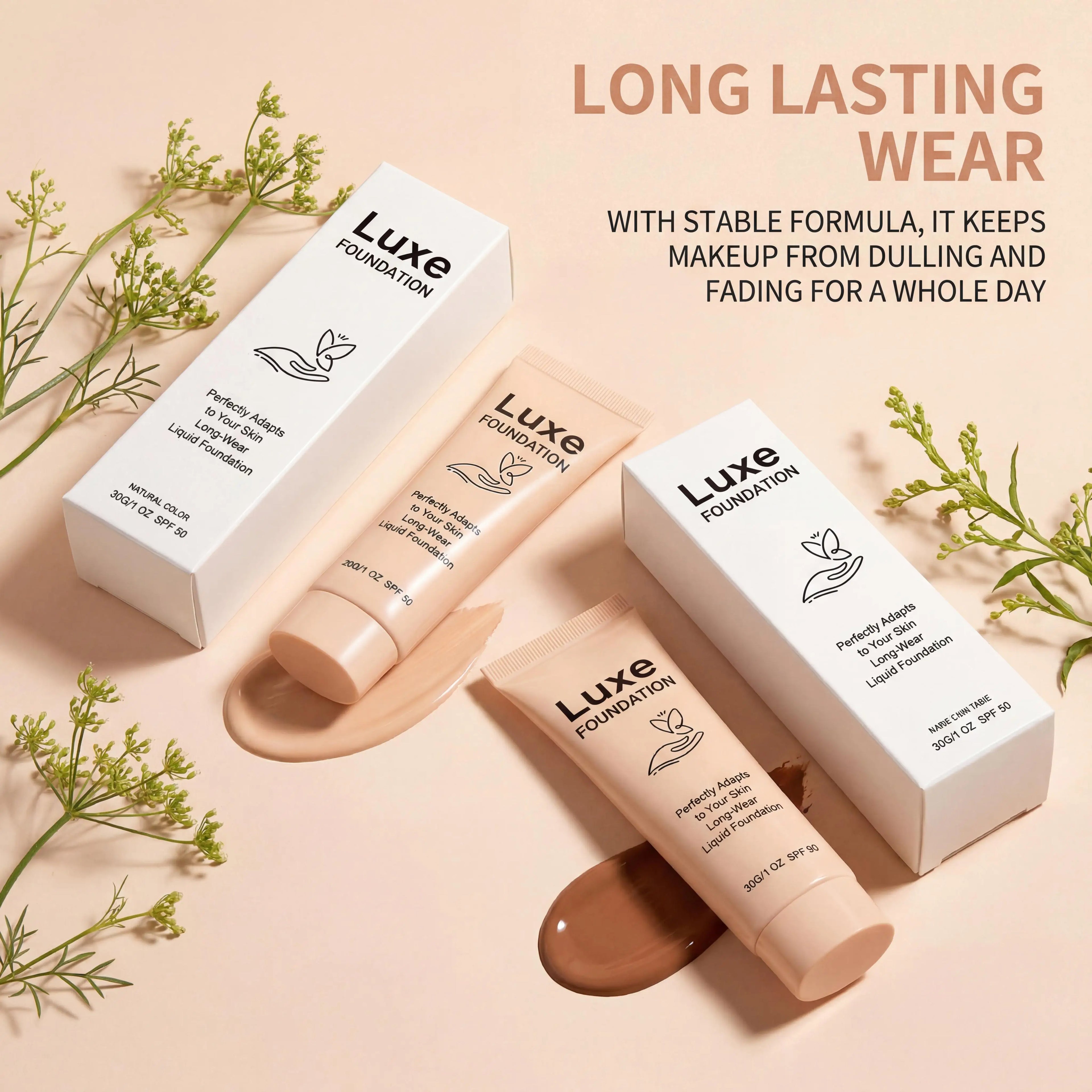 SPF 50 Color Changing Foundation Self Adjusting Adapt Skin Tone Conceal Face Fine Flaws Natural Invisible Skin Pores Makeup Base