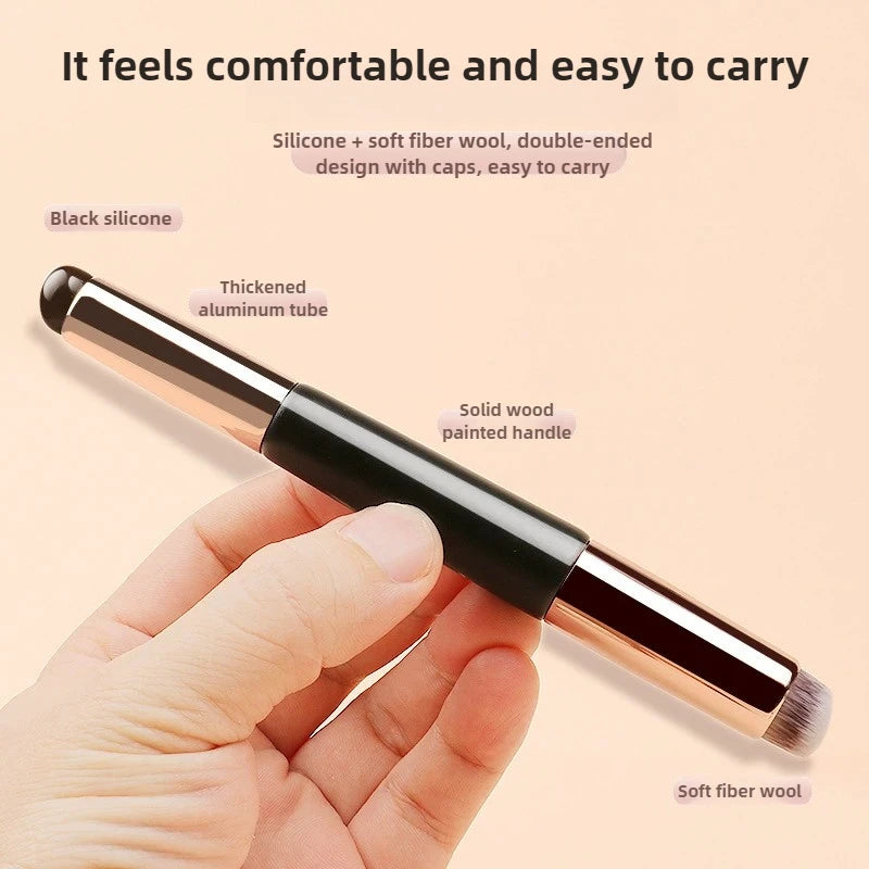 2 In 1 Silicone Lip Brush Concealer Brush Wooden Handle Lipstick Lip Balm Applicator with Cap Travel Makeup Brush Beauty Tools