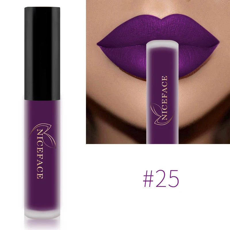 Nude Liquid Lipstick Ultra Matte Velvet Long Lasting Women Beauty Red Nonstick Cup Waterproof Purple Lip Gloss Lips Cosmetics