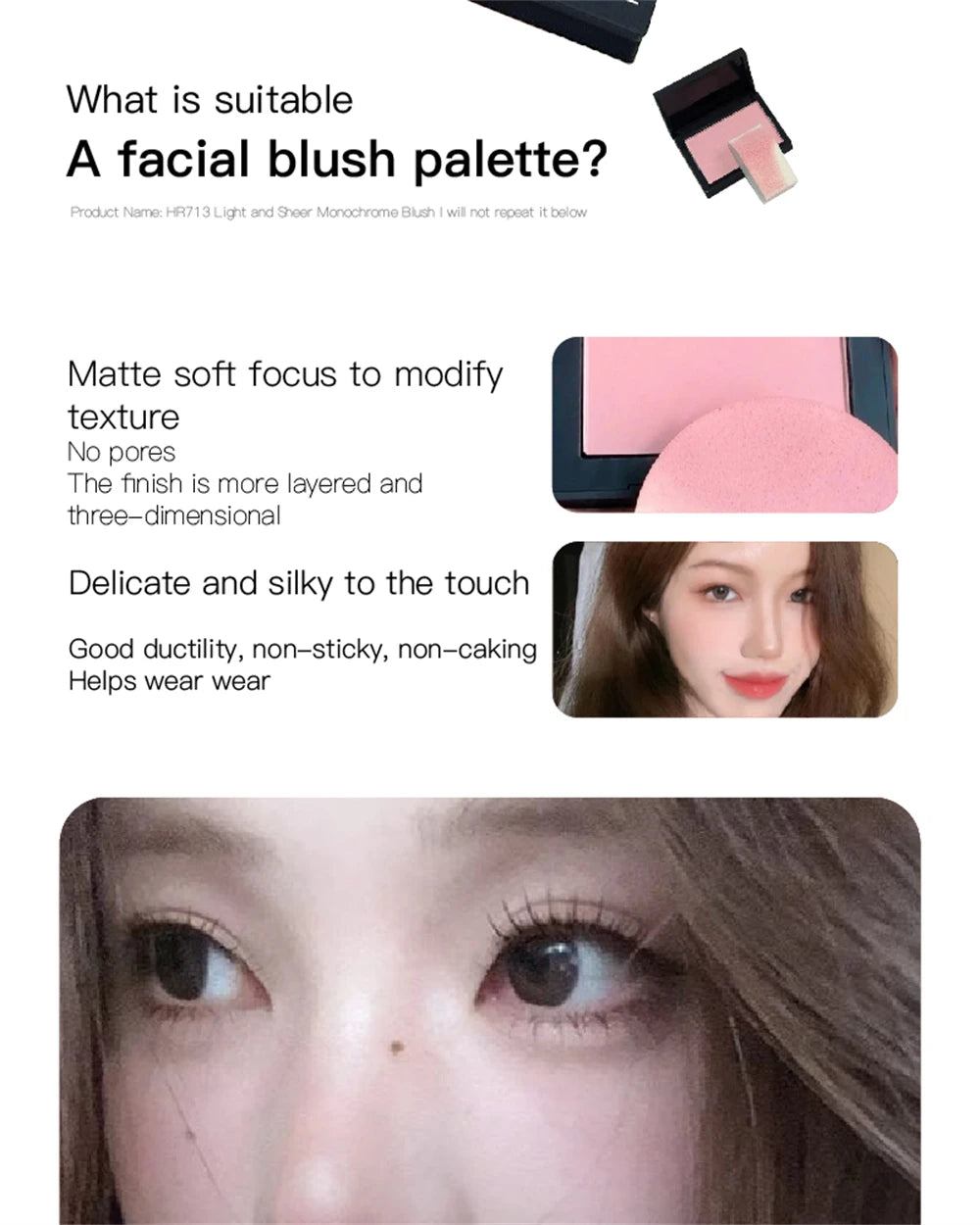 Monochrome Matte Blusher Palette Soft Silky Cheek Natural Facial Rouge Plate Lasting Nude Low Saturation Powder Blusher Disk