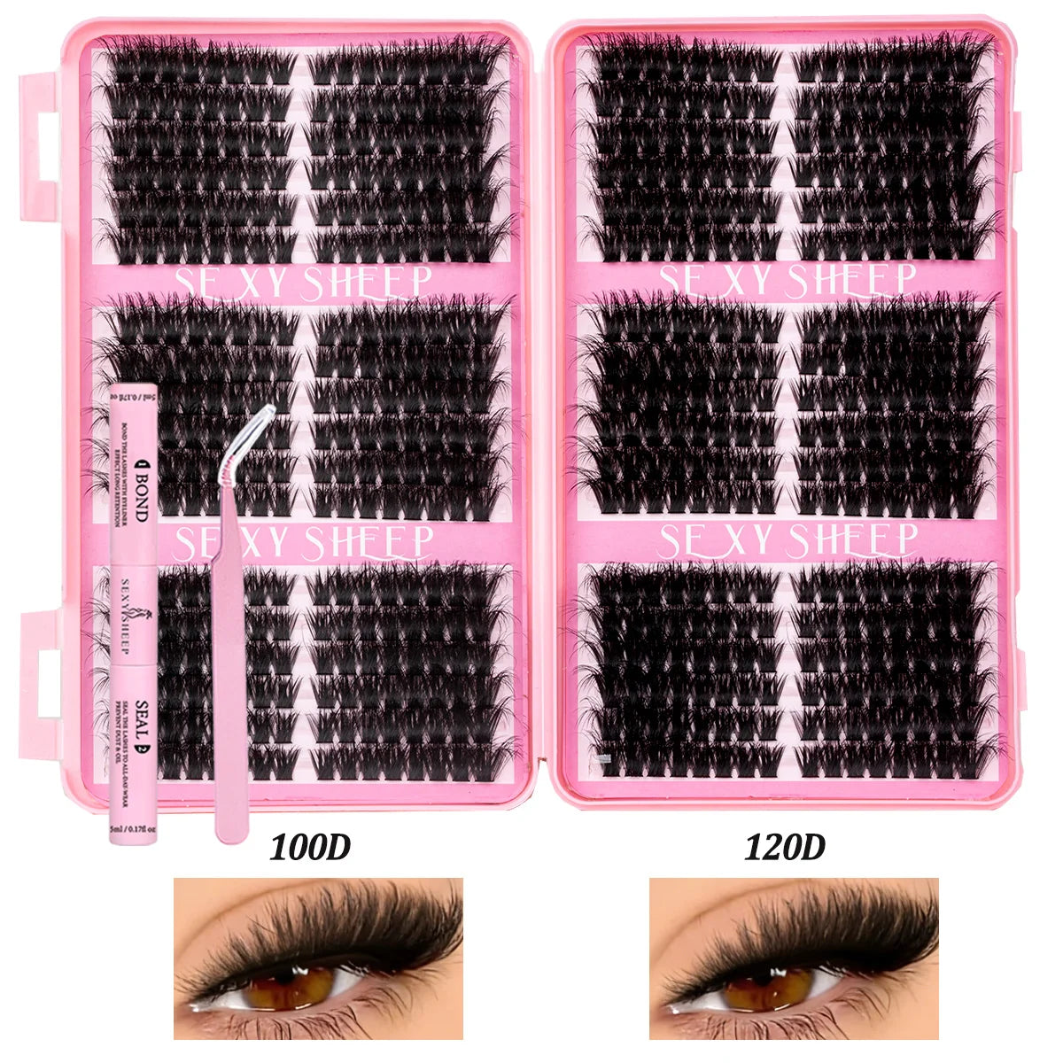 Lash Clusters Kit Cat Lashes with Lash Bond & Seal Cluster Eyelash Extensions Mix Styles Eyelash Clusters Kit DIY at Home Makeup