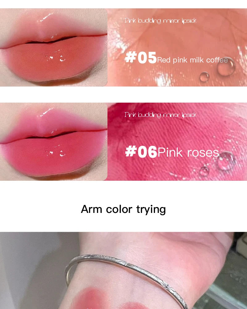 HERORANGE Push-button Mirror Lipstick Moisturizing Long-lasting Lip Glaze Lipstick