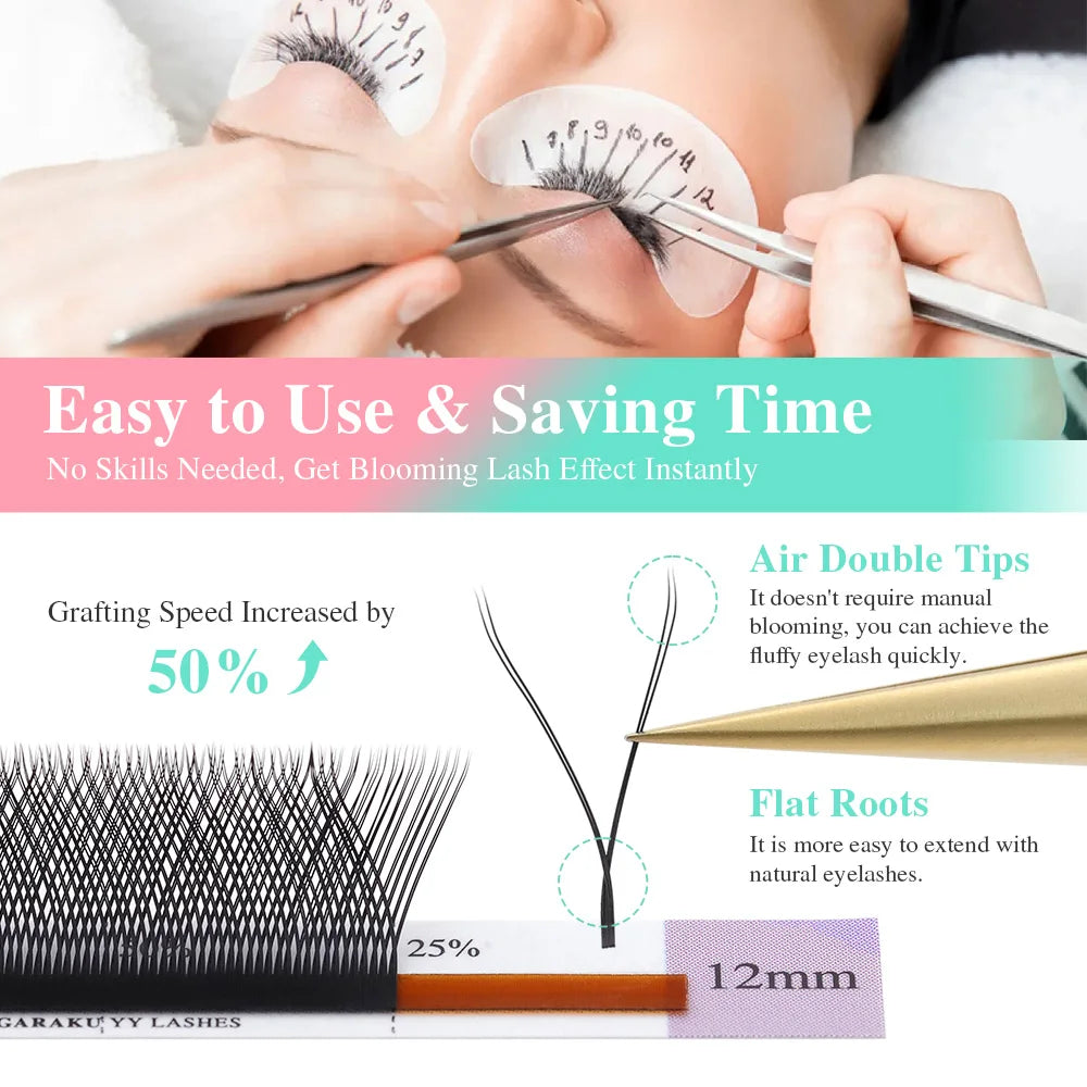 NAGARAKU YY Shape Double/Three Split Tips Triple Top  Interlaced Root Eyelash Extensions Eyelashes