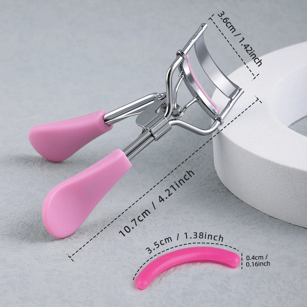 Portable Eyelash Curler with 15 Silicone Pads and Stainless Steel Eyelash Curler, Used for Eyelash Extensions and Curling Tools