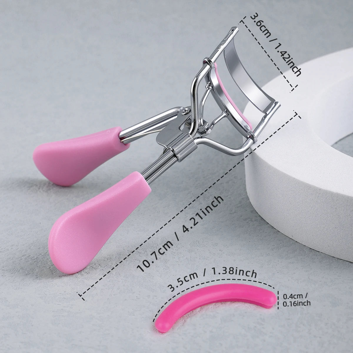 Portable Eyelash Curler with 15 Silicone Pads and Stainless Steel Eyelash Curler, Used for Eyelash Extensions and Curling Tools