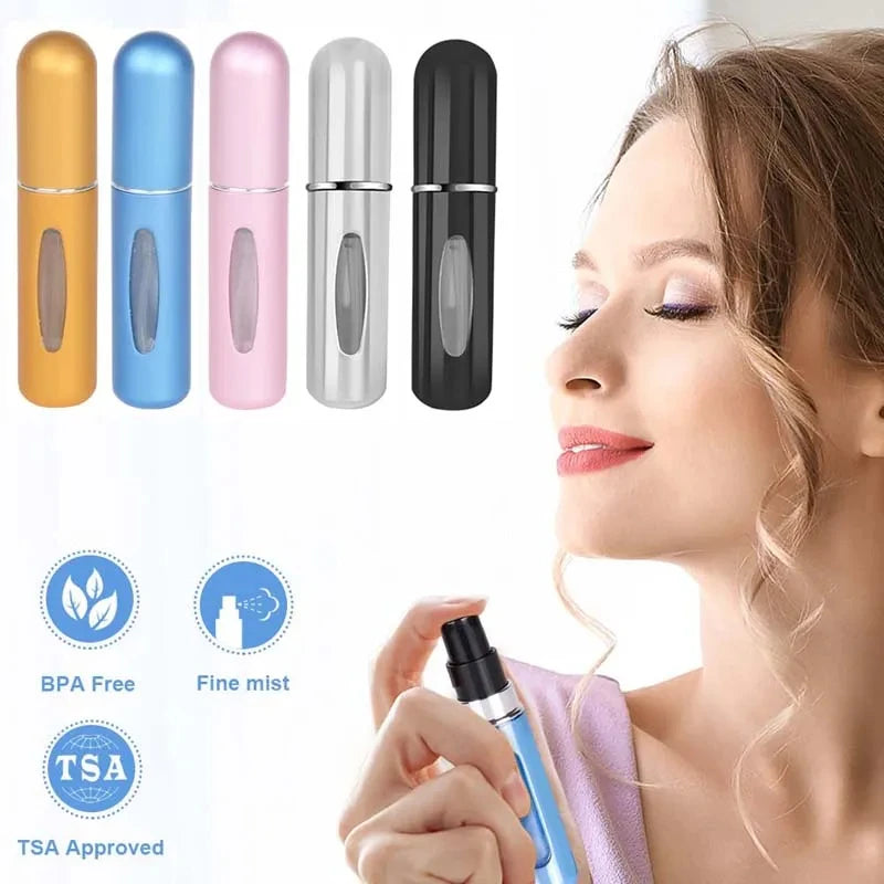 5ml Portable Refillable Spray Bottle Plastic liner Perfume Atomizer Mini Sample Bottle For Cosmetics Travel Empty Container
