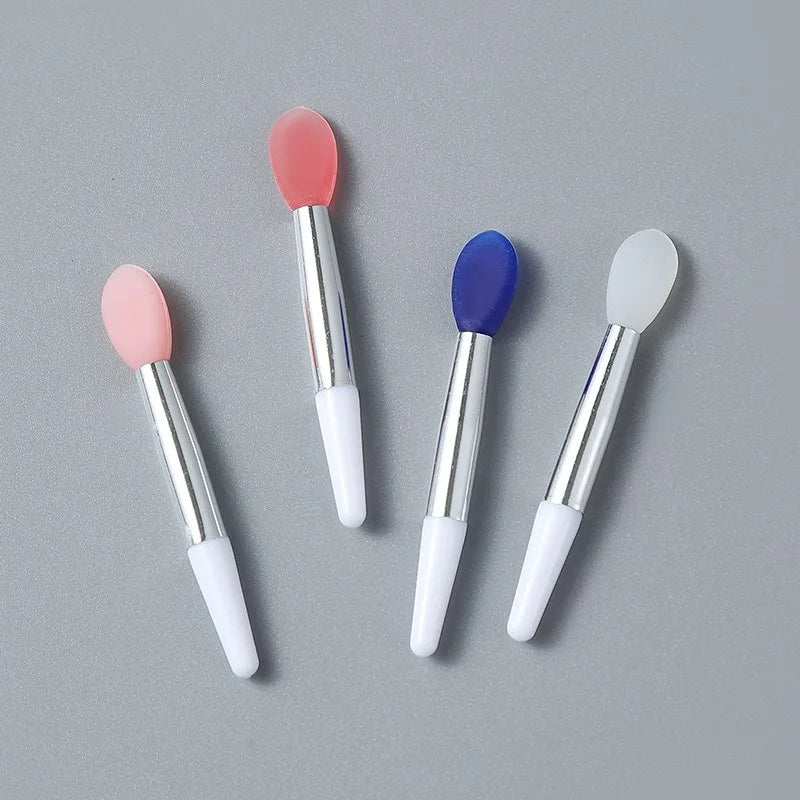 10pcs silicone lip brush mini lip mask brush portable lipstick makeup brush transparent applicator eye black stick makeup tool