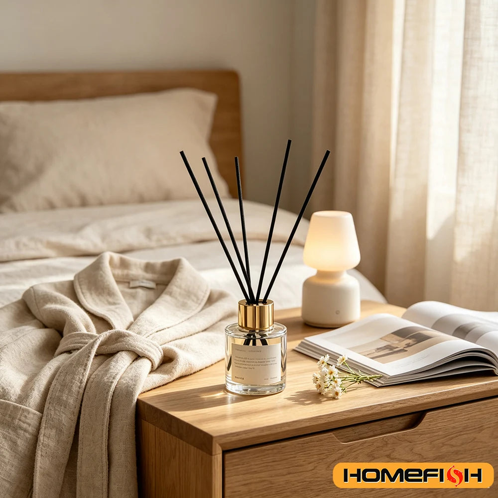 50 Pcs/Pack 3mm*20cm Diffuser Sticks , Fragrance Refill Black Fibre Reed Thick Aromatherapy Diffuser Sticks for Diffuser Oils