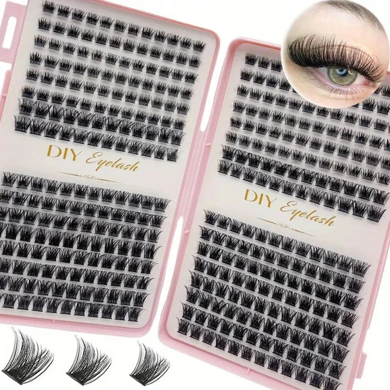 Eyelash Extension Kit - Individual Eyelash Set, D-Roll, Multiple Lengths, Odorless, Easy to Apply for Home Makeup