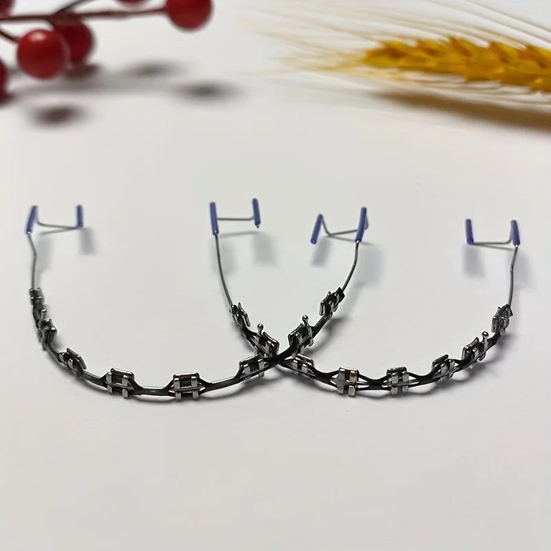 1pair Fashionable Tooth Decoration Set with Metal Chain - Upgraded Dental Model Kit for Upper/Lower Matching, Daily Party Wear