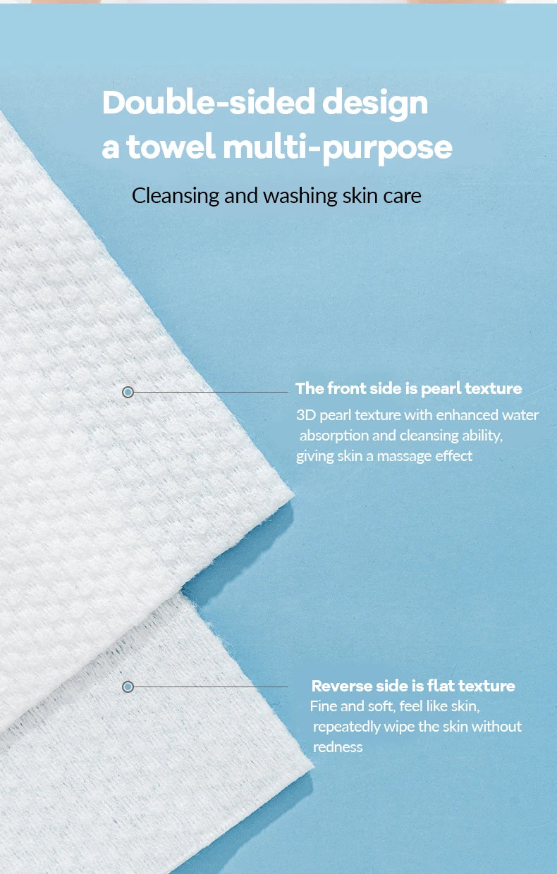 100 Count Disposable Face Towel Cotton Tissue Soft Thick Dry Wipe Reusable Makeup Remover Pads Facial Cleansing Tissue