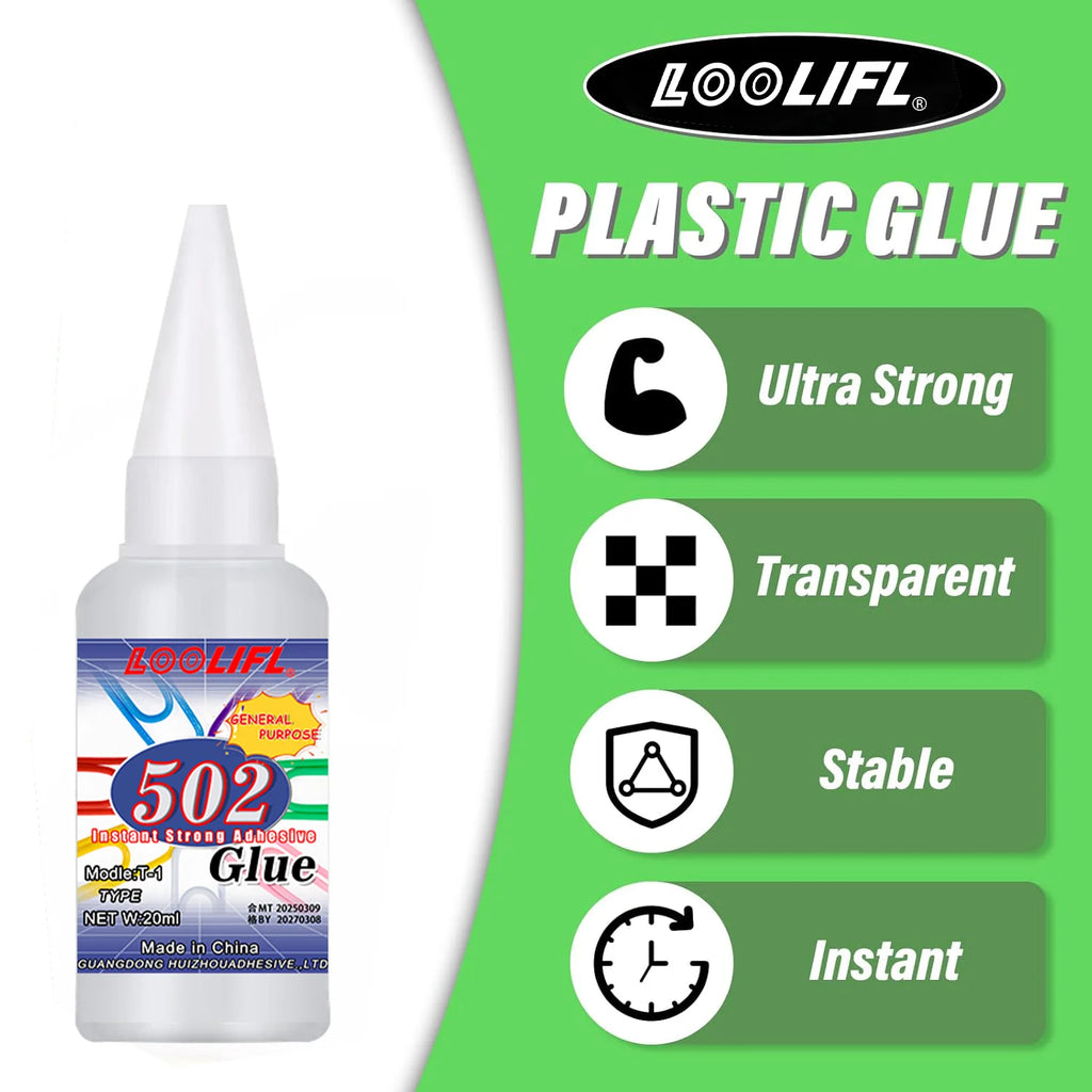 502 Super Strong Quick-Drying Adhesive, Professionally Used for Daily Repair of Toy Plastics, Is White, Transparent and Odorless
