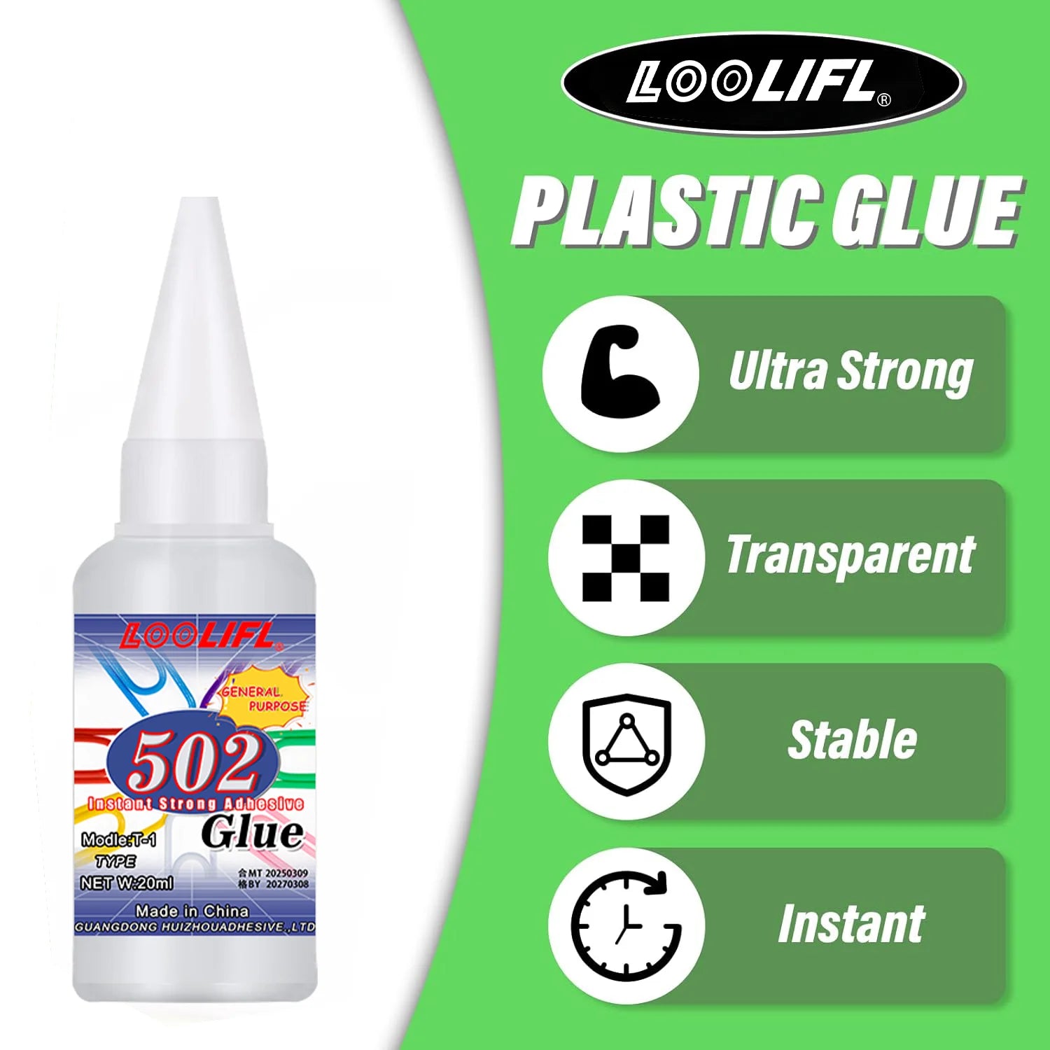 502 Super Strong Quick-Drying Adhesive, Professionally Used for Daily Repair of Toy Plastics, Is White, Transparent and Odorless