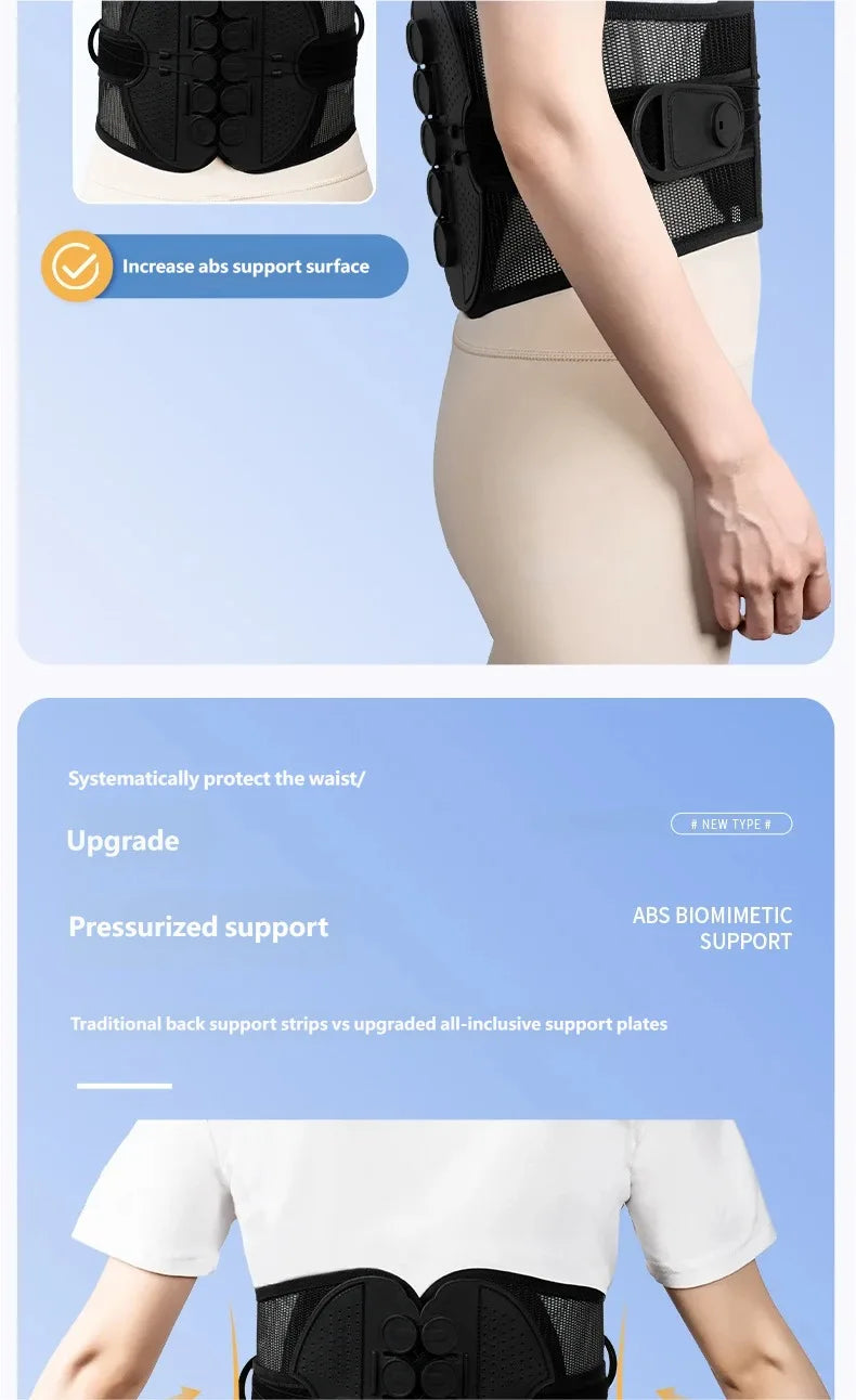 Lumbar Back Support Brace Breathable Mesh Waist Support Belt with Lumbar Panel Compression Strap for Daily Posture Support