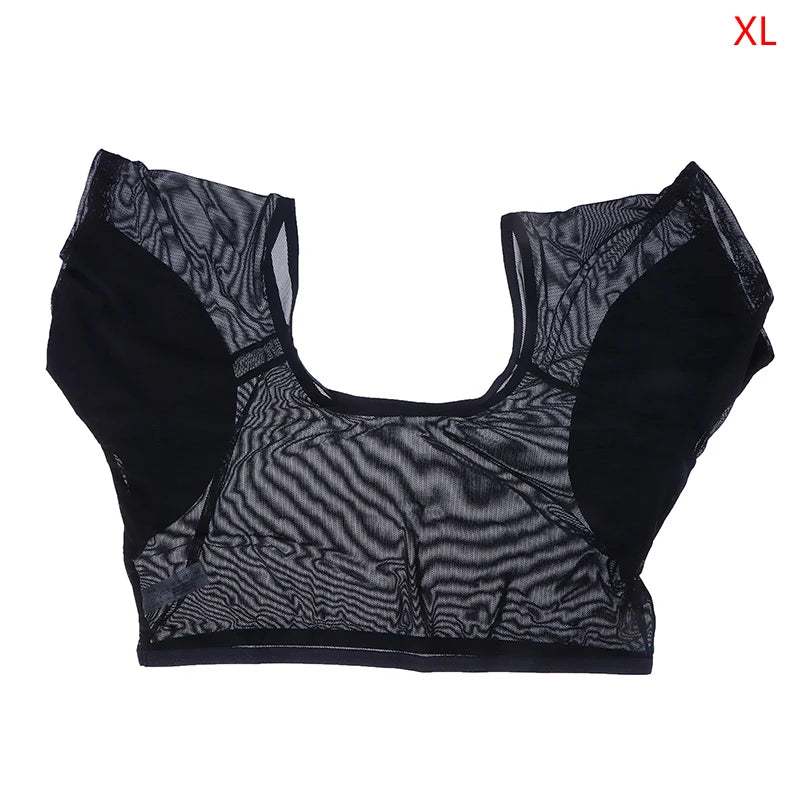 Underarm Sweat Pad Vest Absorbent Deodorant Pad Women T-shirt Shape Sweat Pads Reusable Washable Transparent Mesh Ultrathin