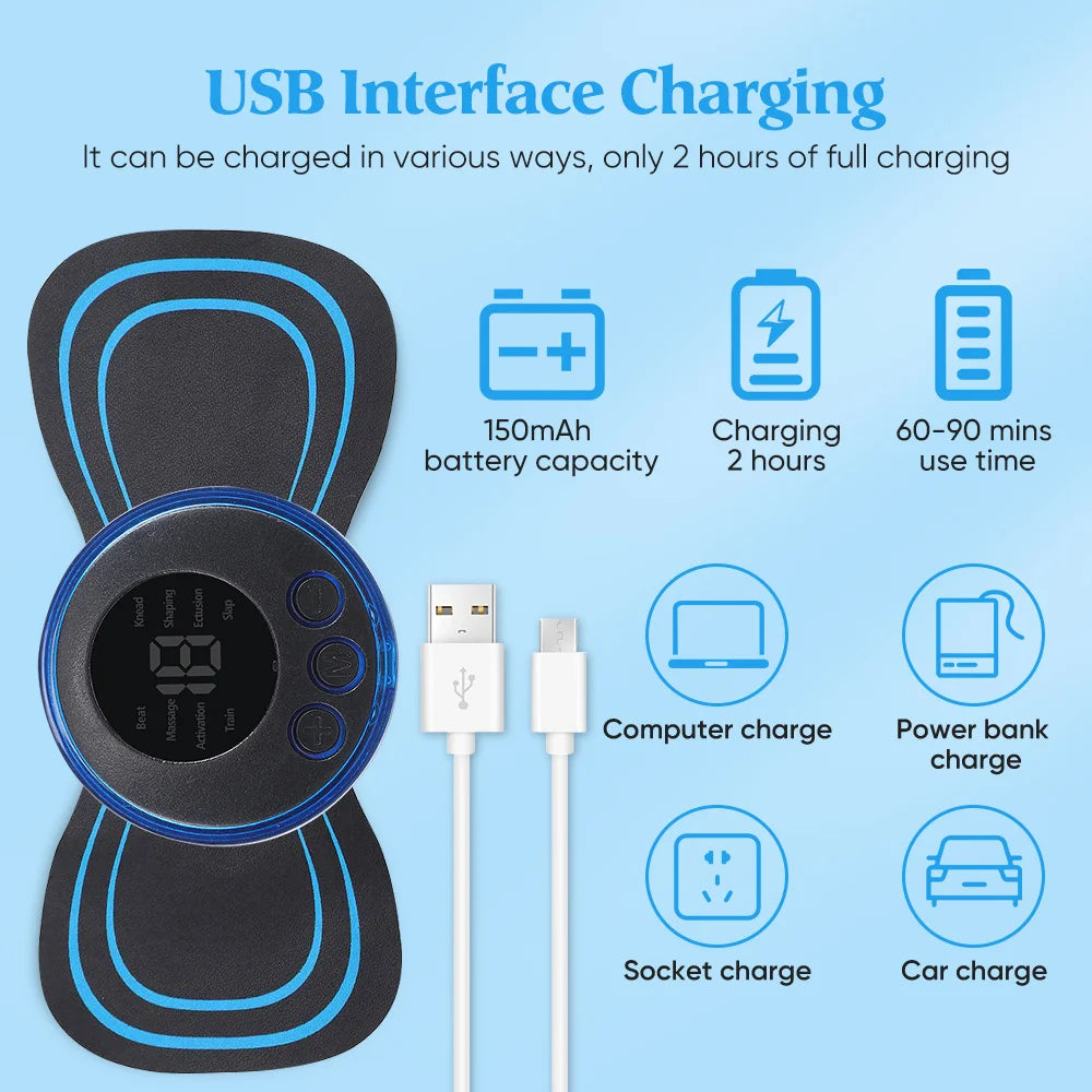 Electric Neck Massager EMS Muscle Massage Stimulator Low Frequency Instrument Back Cervical Calf Patches Pain Joints Mini Device