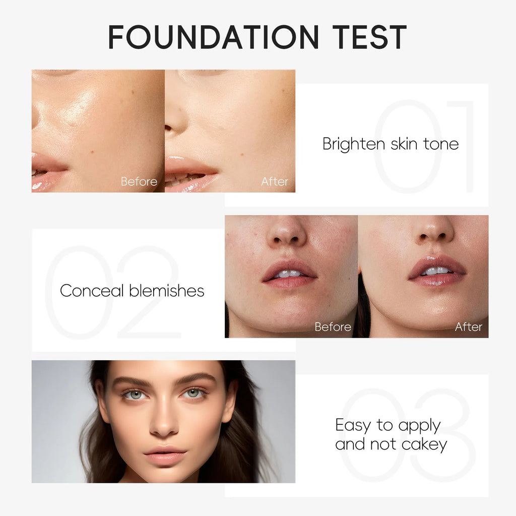 LAIKOU Liquid Foundation Multiple Shades Hydrating Natural Finish Creamy Full Coverage Makeup Base Long Lasting Wear 30ml