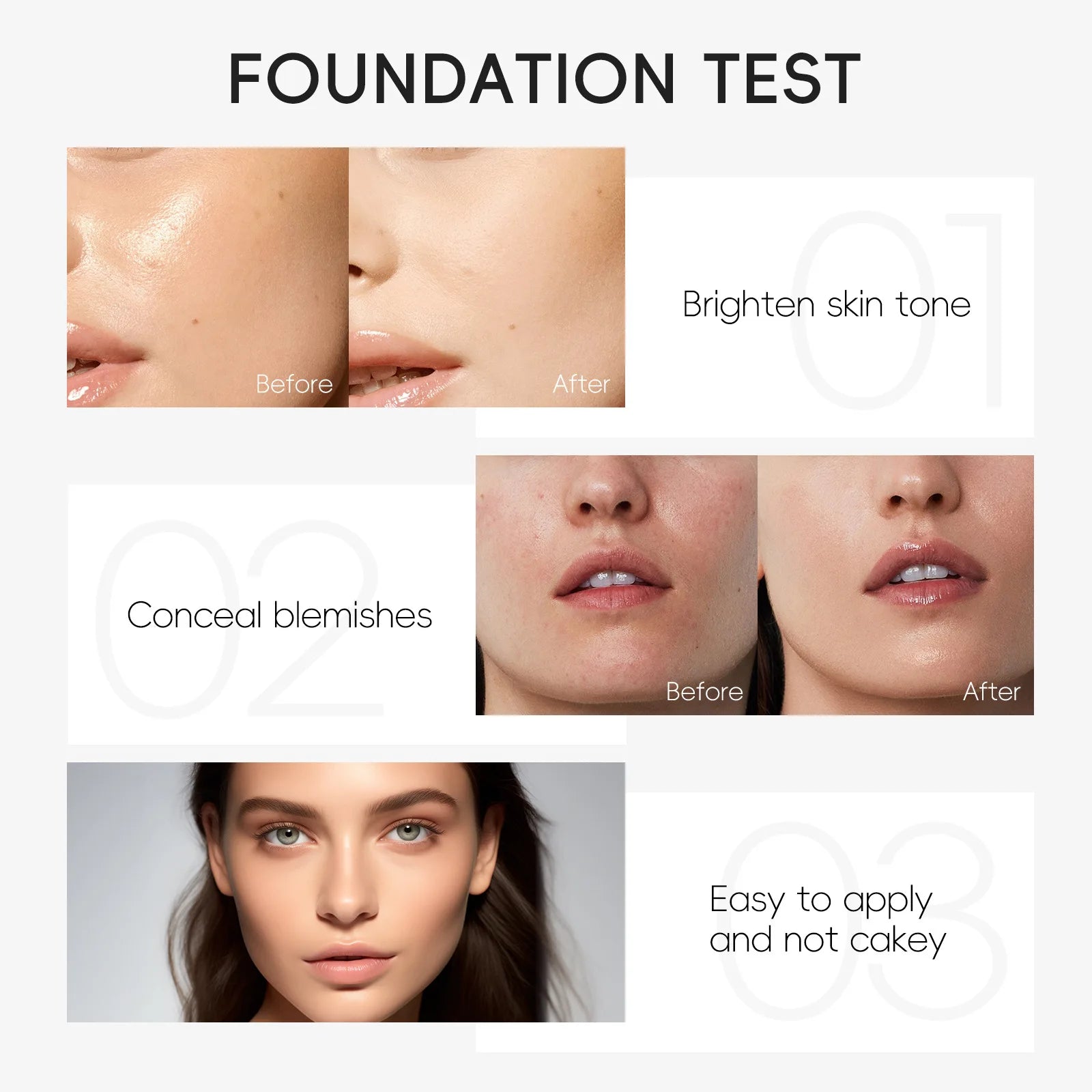 LAIKOU Liquid Foundation Multiple Shades Hydrating Natural Finish Creamy Full Coverage Makeup Base Long Lasting Wear 30ml