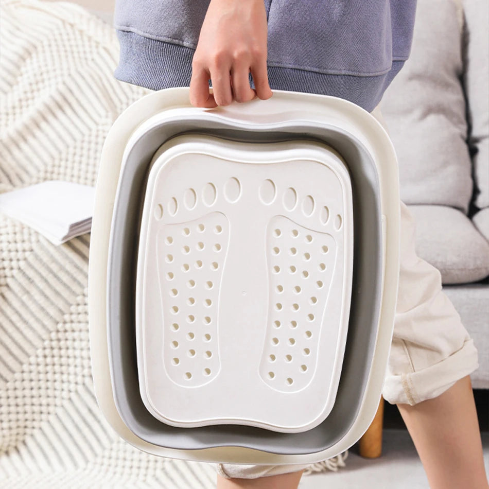 Foldable Foot Bath Tub–Portable, Covered Basin With Ergonomic Design, Silicone Thickening Suitable For Travel And Home Use