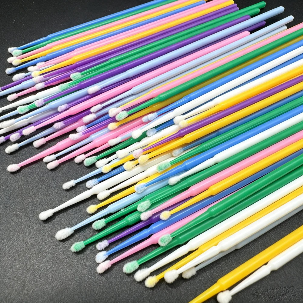 100Pcs Eyelash Cleaning Brush Lash Extension Micro Cotton Swab Individual Eyelashes Microbrush Beauty Makeup Clean Remover Tools