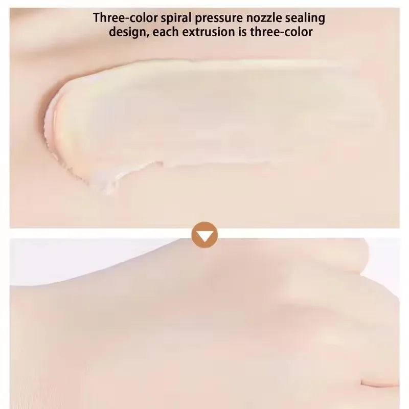 Face Makeup Primer Tri-color Cream Contour Color Isolation Waterproof Makeup Foundation Natural Makeup Base Cream 40g