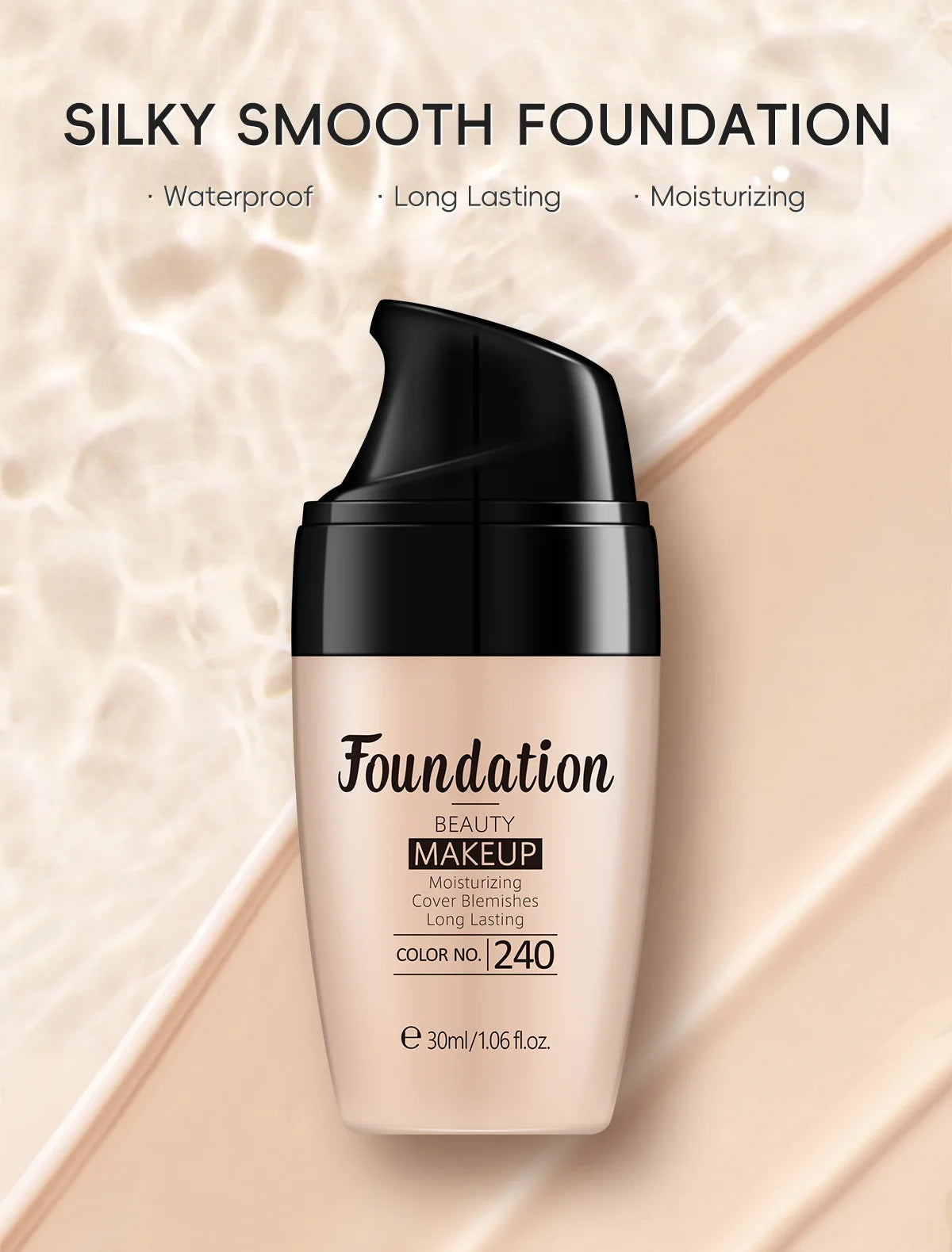 LAIKOU Liquid Foundation Multiple Shades Hydrating Natural Finish Creamy Full Coverage Makeup Base Long Lasting Wear 30ml