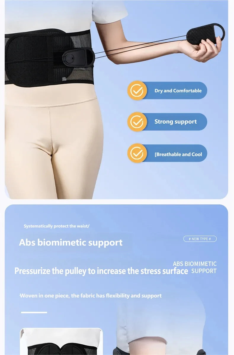 Lumbar Back Support Brace Breathable Mesh Waist Support Belt with Lumbar Panel Compression Strap for Daily Posture Support