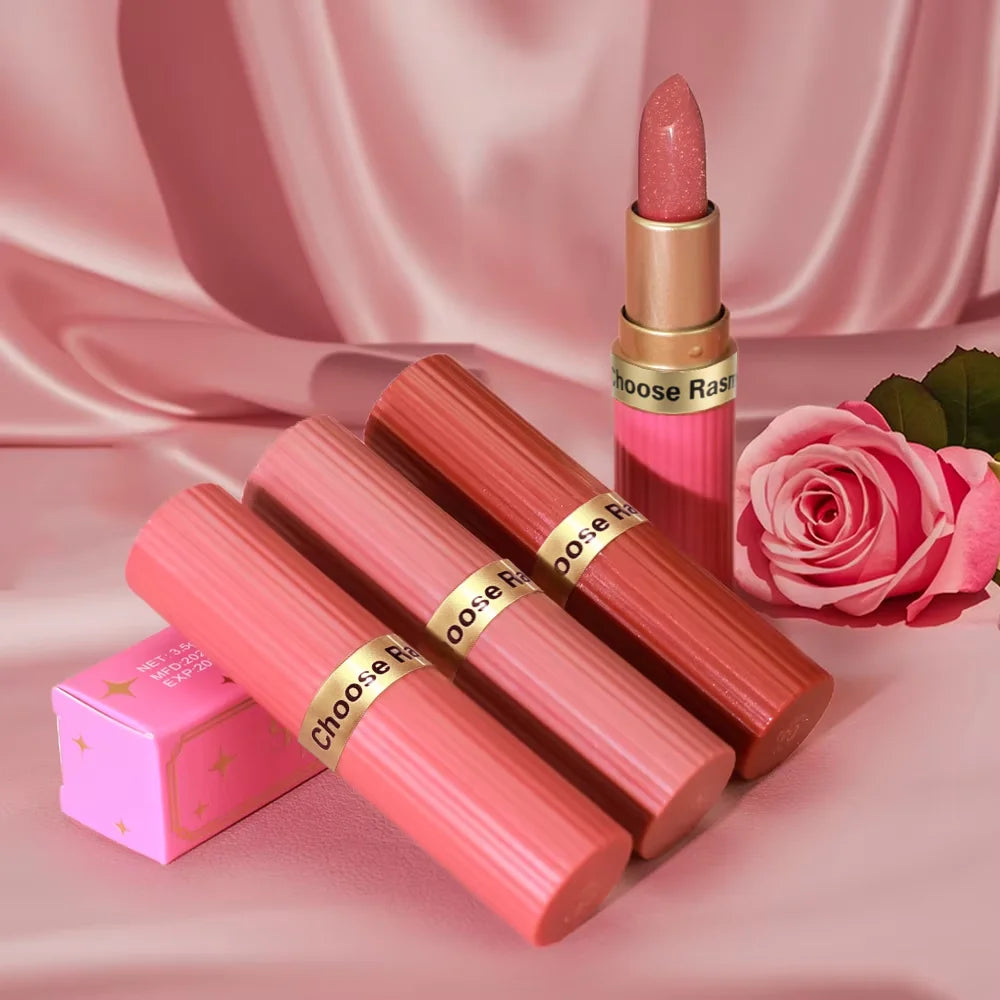Pearlescent Pink Glitter Velvet Lipstick Metallic Waterproof Long Lasting Matte Shimmer Diamond Lipstick Women Makeup Cosmetic