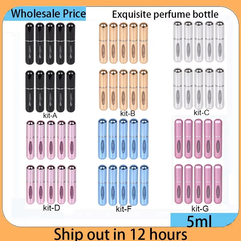 5ml Portable Refillable Spray Bottle Plastic liner Perfume Atomizer Mini Sample Bottle For Cosmetics Travel Empty Container