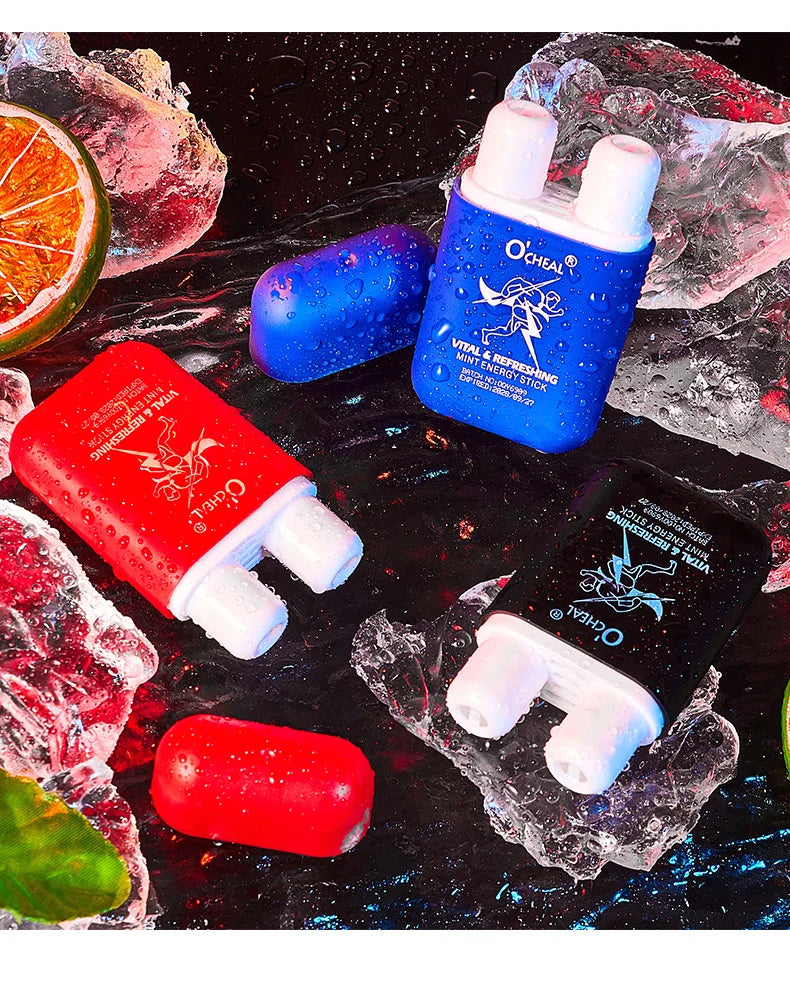 O'cheal Energy Stick Double Hole Energizing Energy Bar Fresh Mint Scent Refreshing Fatigue Relief Inhaler Energy Vapors Stick