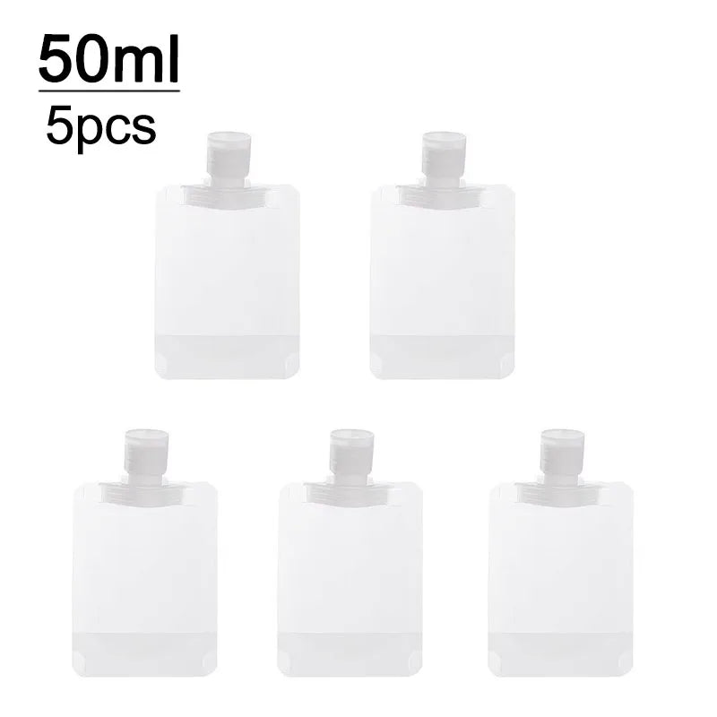 New 5pcs 30ml/50ml/100ml Refillable Travel Boats Empty Cosmetic Container Travel Bottles Liquid Cosmetic Storage Pouches FZP02