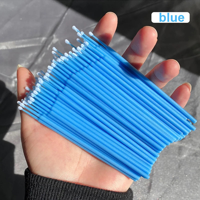 100Pcs Eyelash Cleaning Brush Lash Extension Micro Cotton Swab Individual Eyelashes Microbrush Beauty Makeup Clean Remover Tools