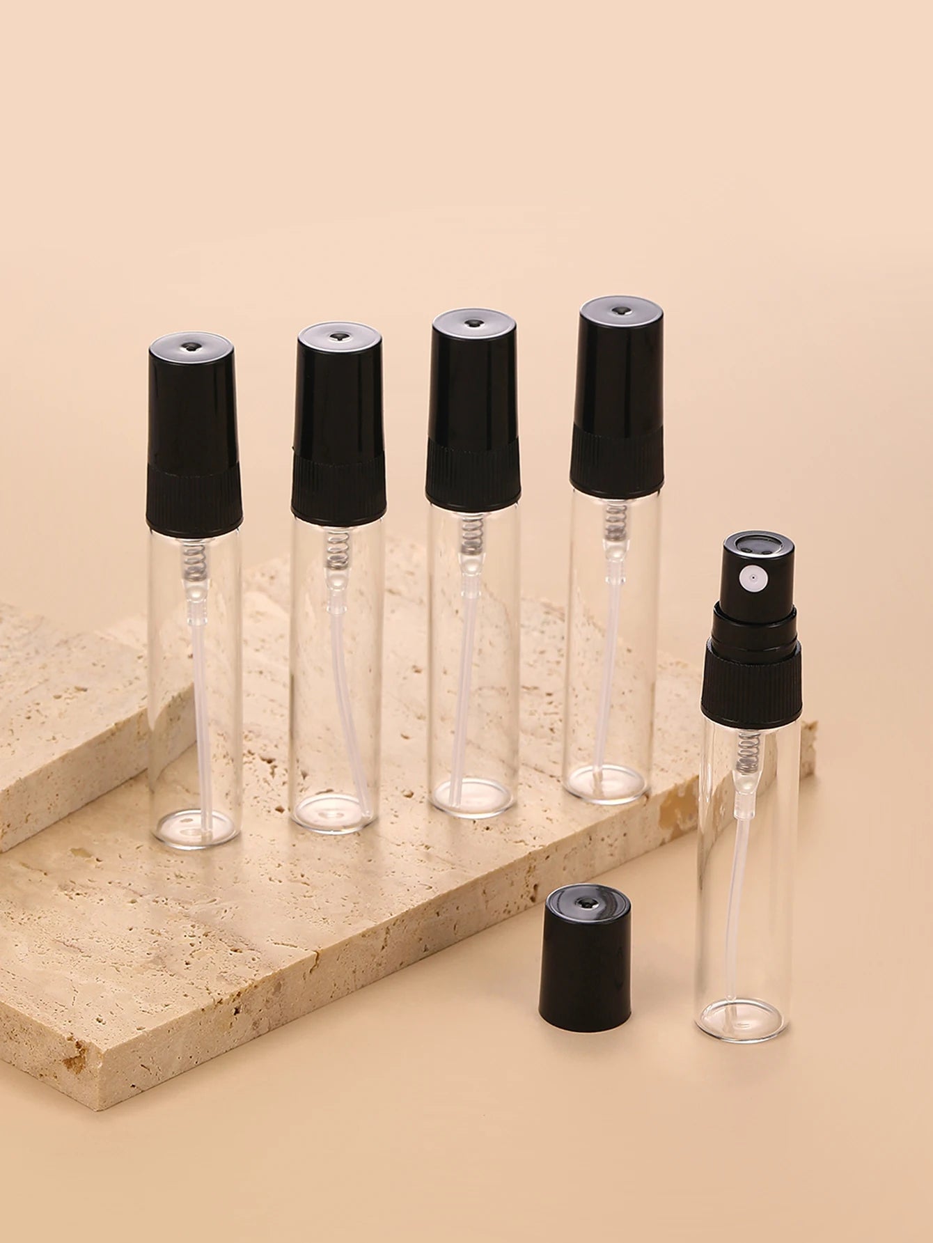 30pcs+4 accessories 2/3/5/10ML glass spray bottle-contains 30 spray bottles, 1 funnel, 1 dispensing artifact, 1 straw, 1 syringe