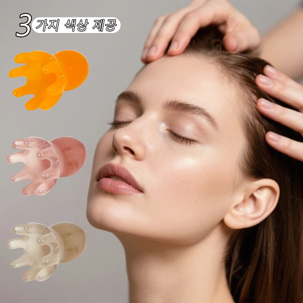 Cute Octopus Scalp Massage Comb (Resin)｜Korean Hair Care, Stress Relief, Anti-Hair Loss, Portable Head Massager for Home & Trave