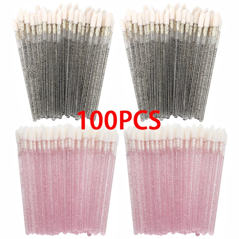 100/300PCS Crystal Lip Brush Lipstick Gloss Applicator Wands Wholesale For Eyelashes Extension Tool Kits Makeup Accessories