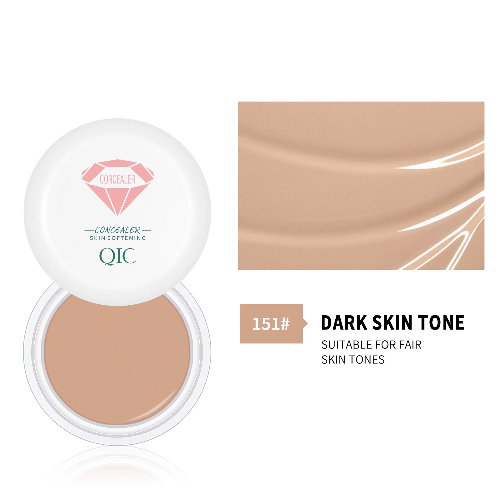 QIC Waterproof & Sweatproof Concealer Cream - Tattoo coverage, Long-Lasting Foundation, Natural,Full coverage, All Skin Types