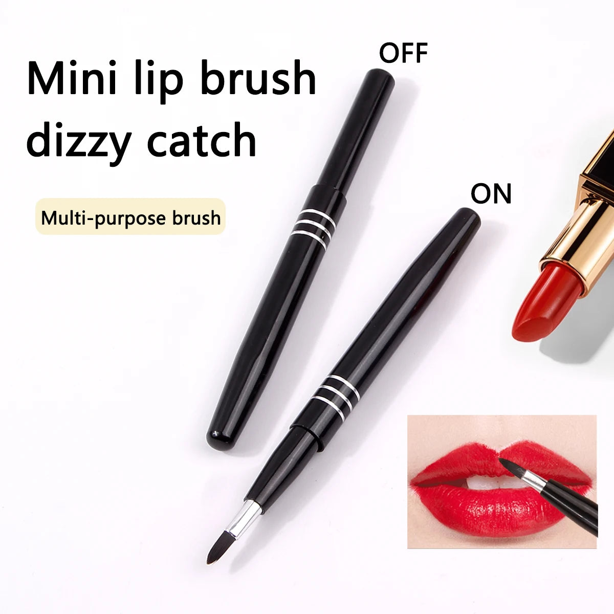 1pcs Mini Portable Lipstick Brush Lipstick Brush Soft Lipstick Brush Lip Concealer Brush with Cover Makeup Brush Tool