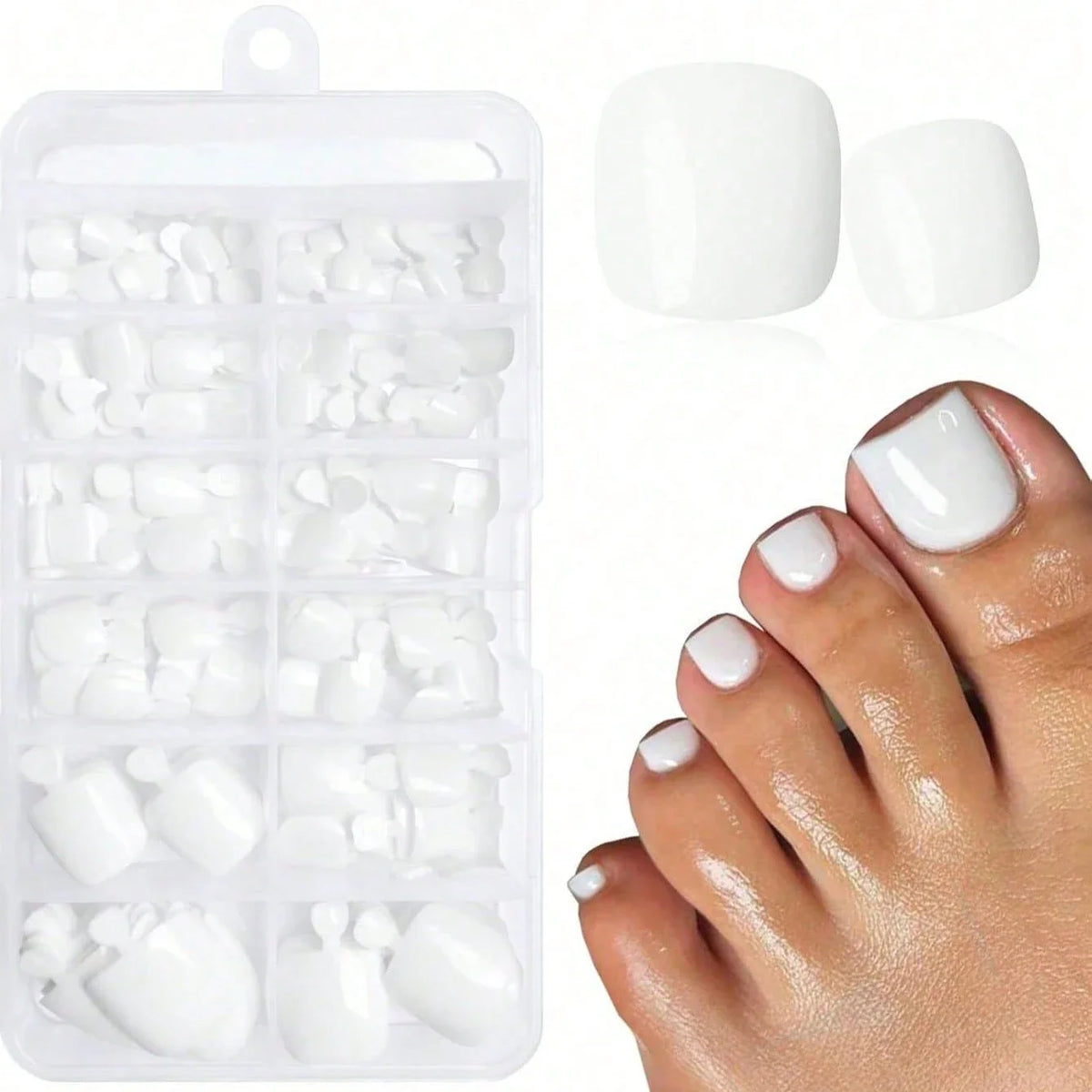 120pcs -box Almond White French Fake Nails for Stylish Women & Girls, Perfect for Daily Chic or Party Celebrations